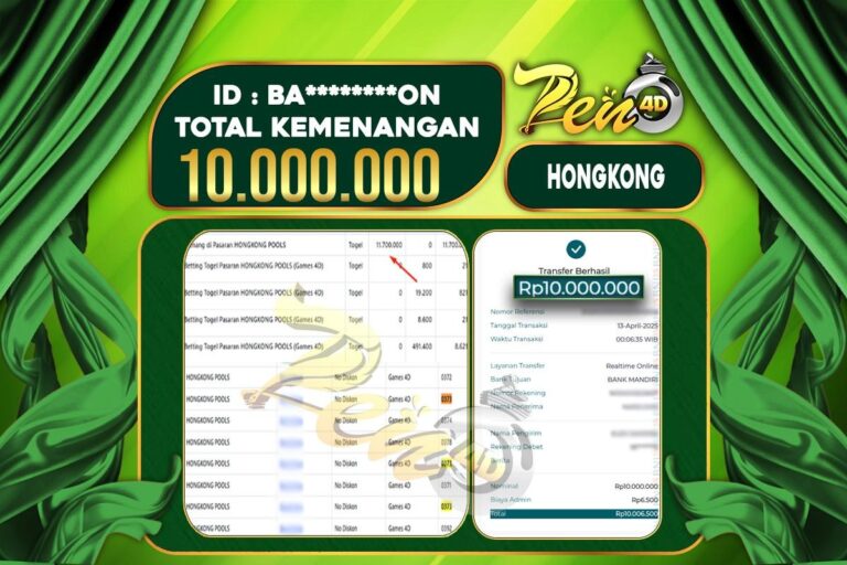 PEN4D $ Kemenangan Jackpot dan Bukti Pembayaran Withdraw Hari Ini 13 APRIL 2025